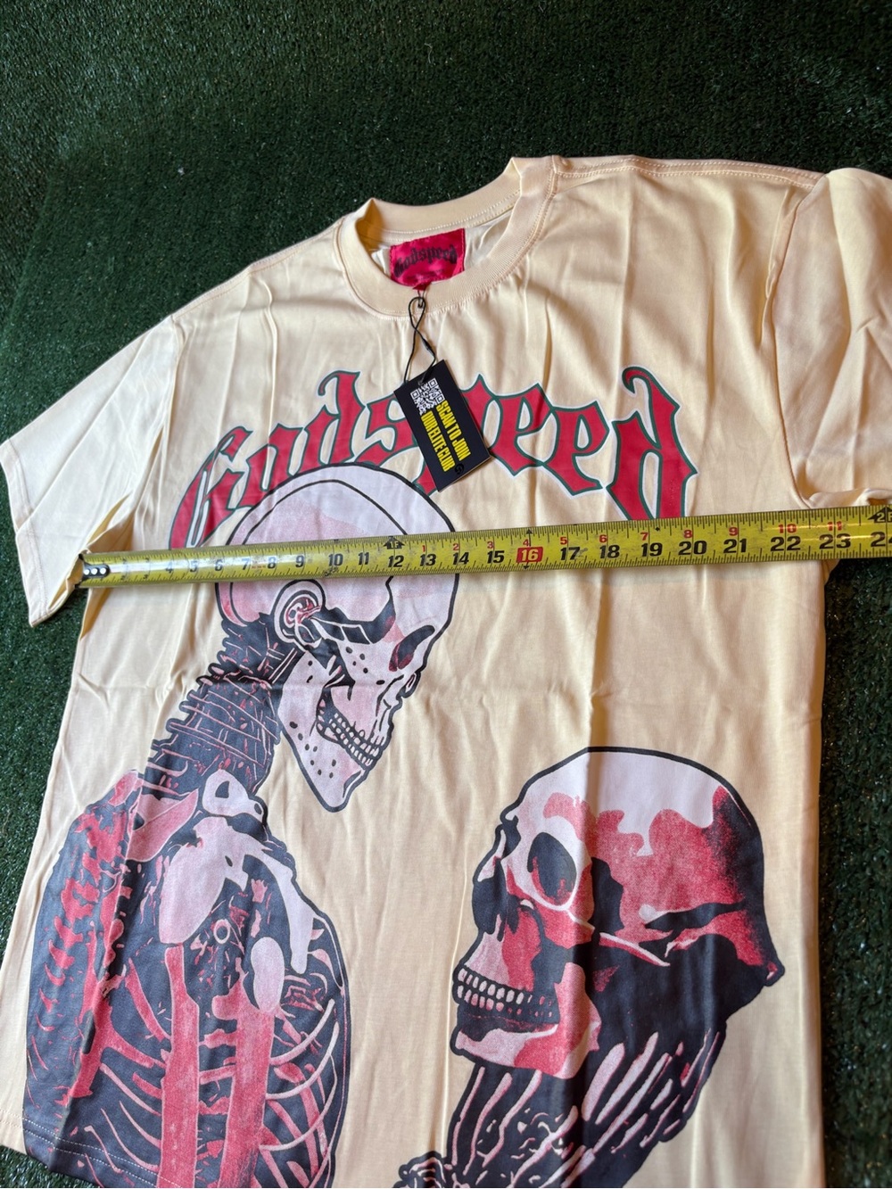 Godspeed Graphic Skull Tee - Cream with Pink/Red Print - Picture 9 of 9